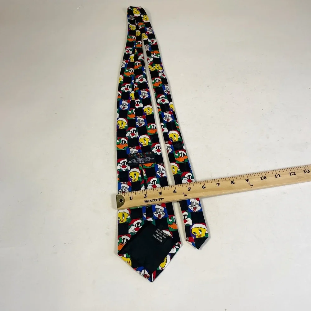 Vintage 1996 Looney Tunes Christmas‎ Tie Mens Bugs Bunny Tweety Holiday Necktie